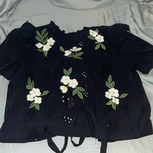 Zara open back ties blouse
